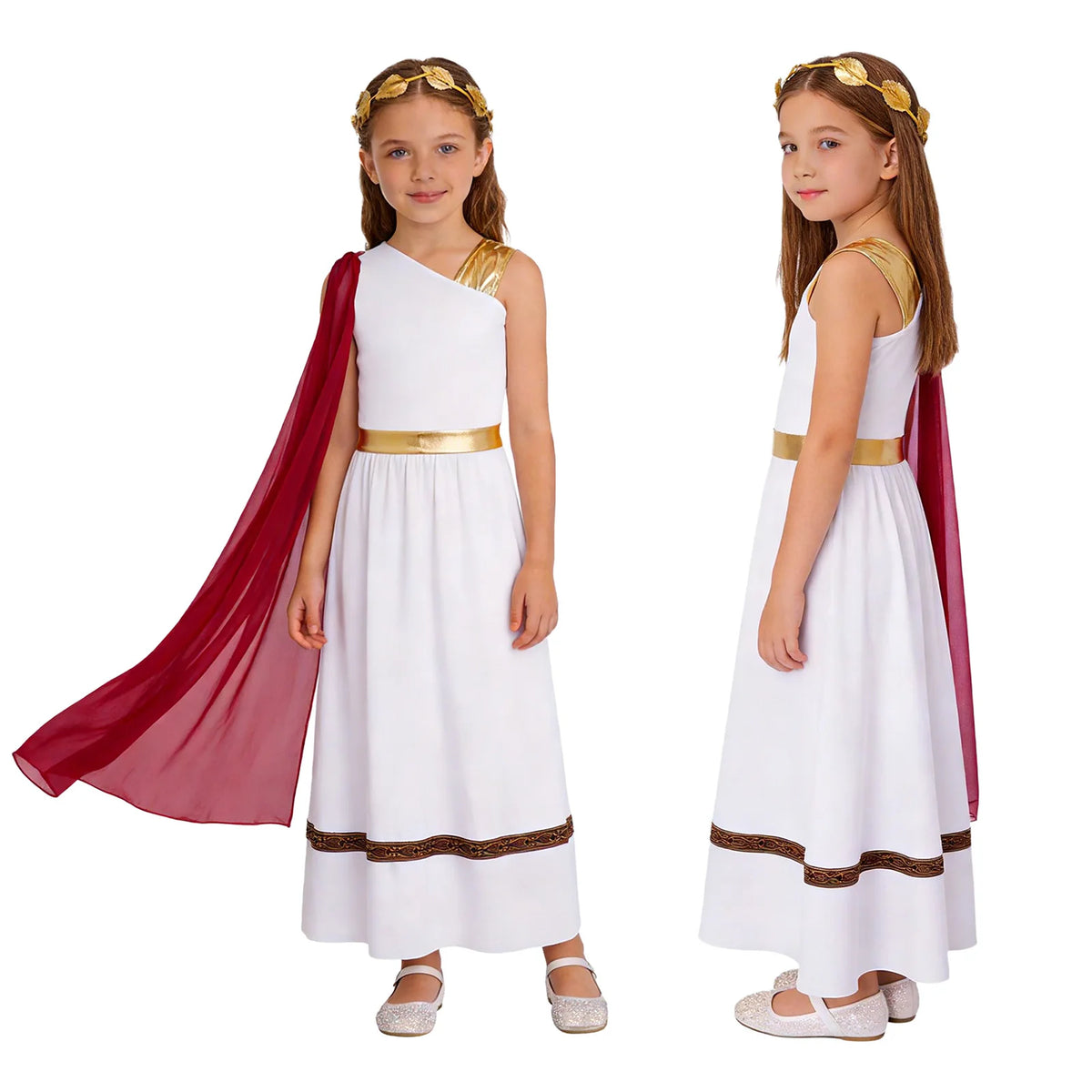 Girls Ancient Greek Goddess Toga Costume for Halloween
