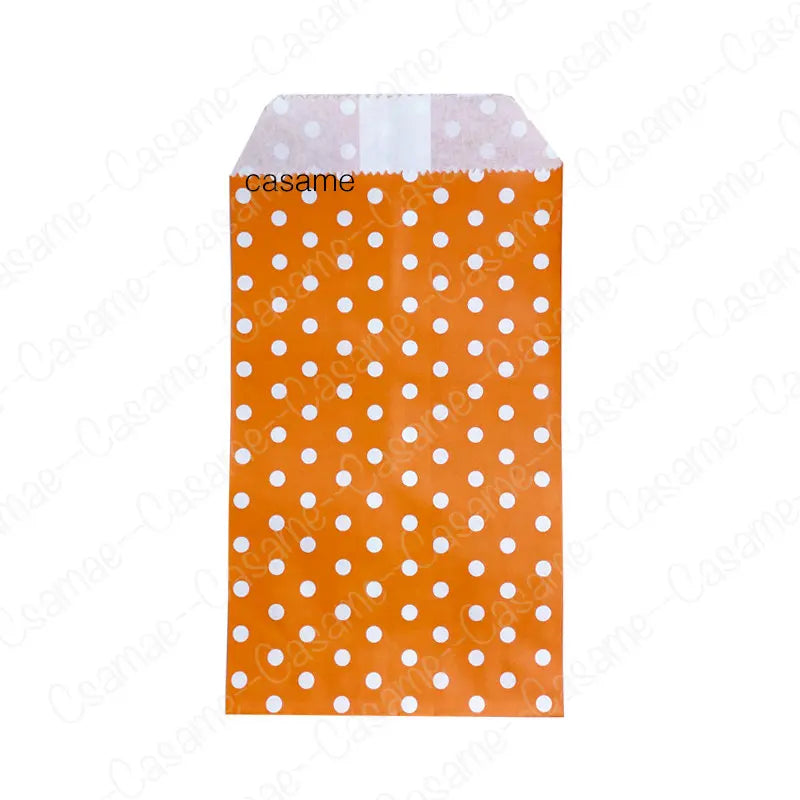 50pcs 15*10CM Wave Dot Kraft Paper Candy Biscuit Bags Packing Pouch Popcorn Bag Birthday Wrapping Supplies Pastry Tool