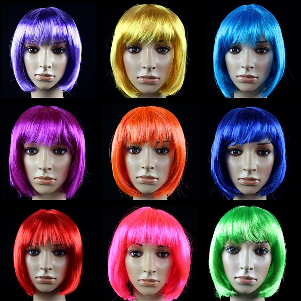 Short Bob Wig Synthetic Costume Wig for Cosplay & Parties