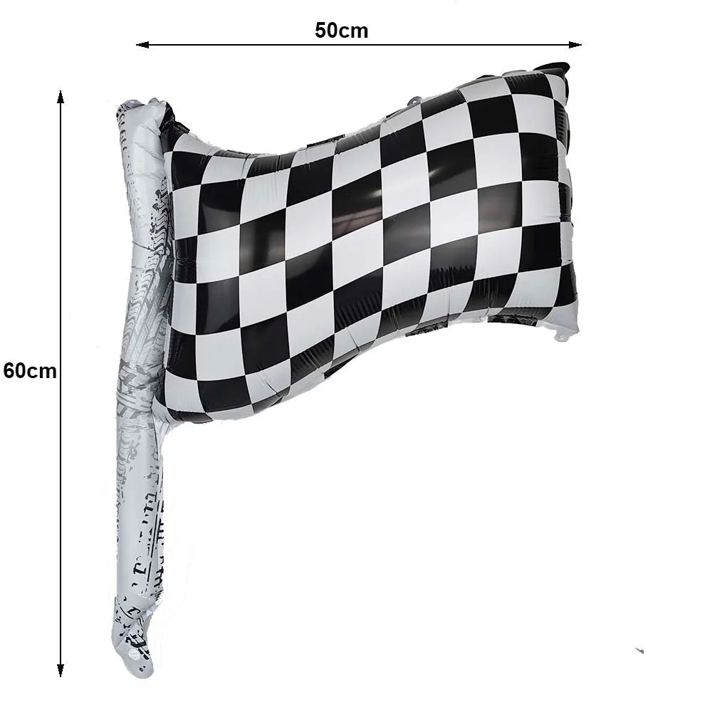 Racing Car Balloon Traffic Cone Balloon Tire Wheel Balloons Black White Checkered Race Car Theme Kids Birthday Party Decorations