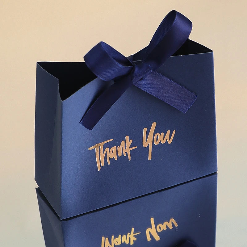 10 Mini Gift Boxes/Gift Bags with Gold Ribbon and Thank You Text Design, Available in Various Colors, Perfect for Wedding Favors, Mother's Day, Father's Day Party Gifts, and Small Gifts, as Well as Birthday, Gender Reveal, Gr