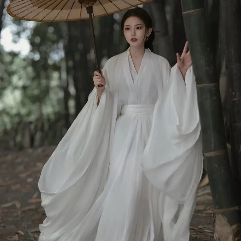 White Hanfu-Inspired Cosplay Dress for Women