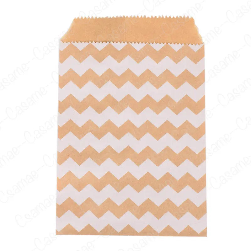 50pcs 15*10CM Wave Dot Kraft Paper Candy Biscuit Bags Packing Pouch Popcorn Bag Birthday Wrapping Supplies Pastry Tool