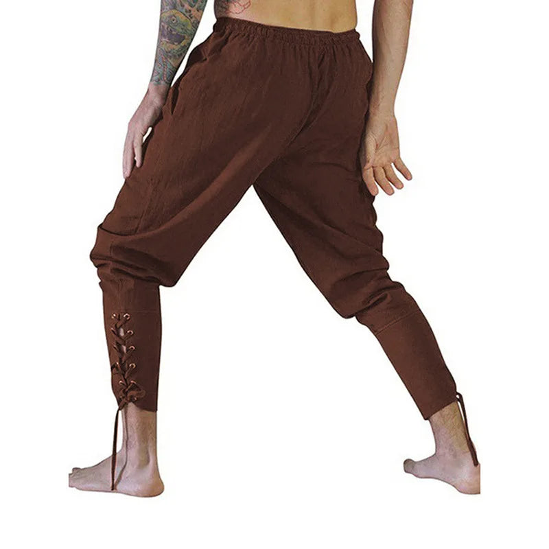 Medieval Pirate Renaissance Pants Lace-Up Costume Trousers