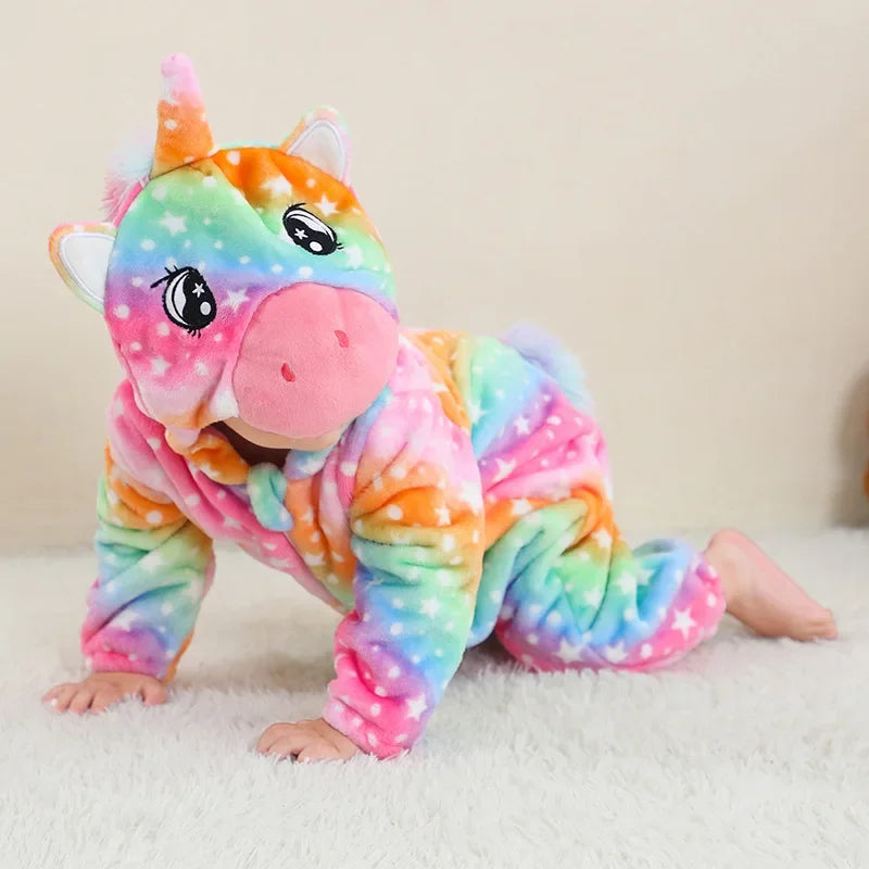 Toddler Dinosaur Costume, Hooded Flannel Romper, 2 to 36 Months