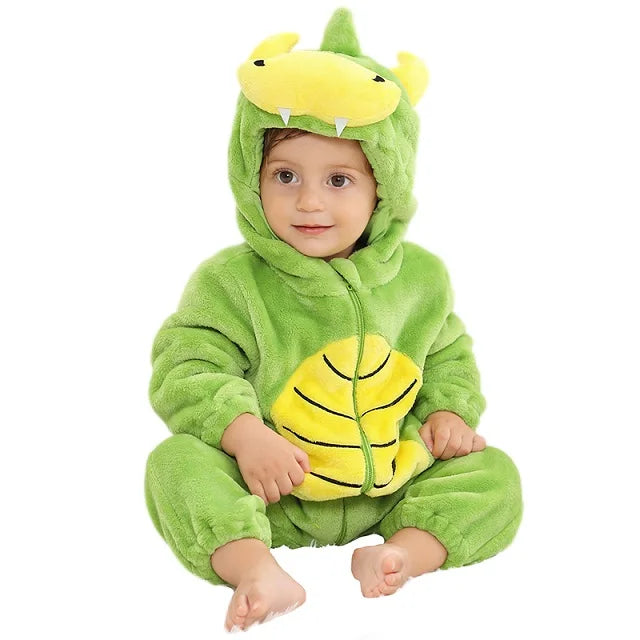 MICHLEY Carniva Baby Rompers Winter Clothes Flannel Hooded Bodysuits Pajamas Animals Overall Jumpsuit For Girls Boys Kids