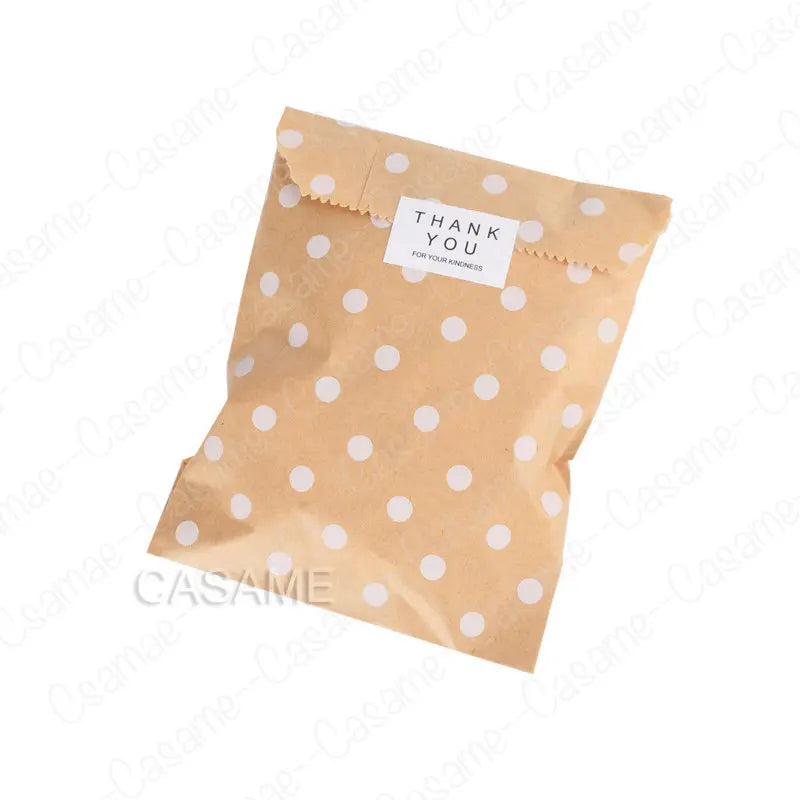 50pcs 15*10CM Wave Dot Kraft Paper Candy Biscuit Bags Packing Pouch Popcorn Bag Birthday Wrapping Supplies Pastry Tool