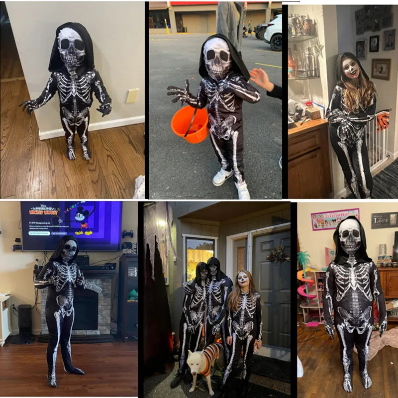 Boys Skeleton Grim Reaper Hooded Halloween Costume