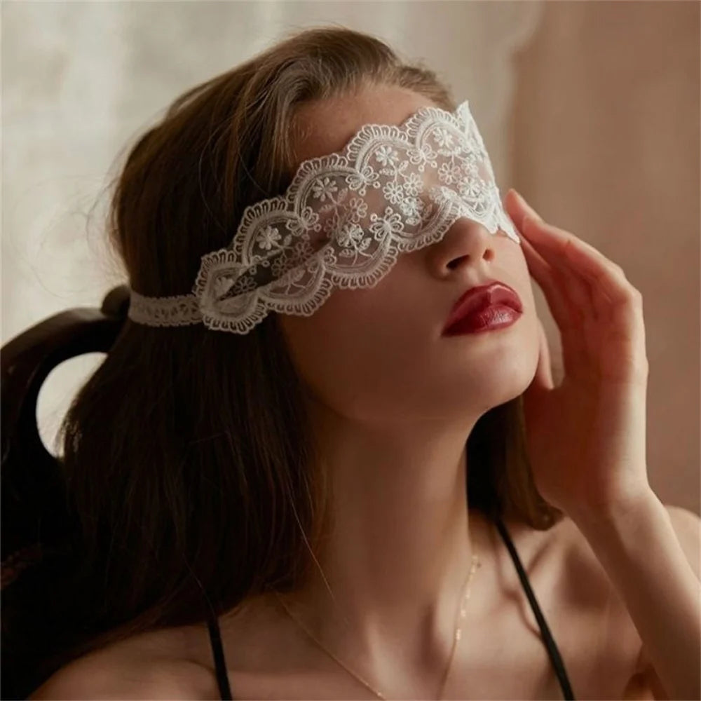 Black Lace Blindfold Eye Mask Set for Masquerade Parties