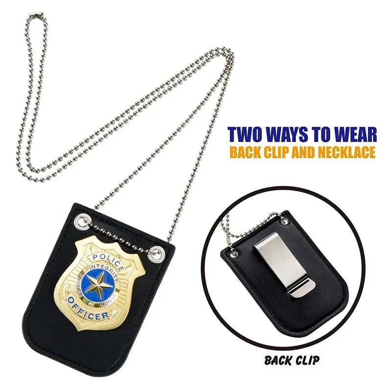 Police Badge with Chain Belt Clip for Costume Role Play