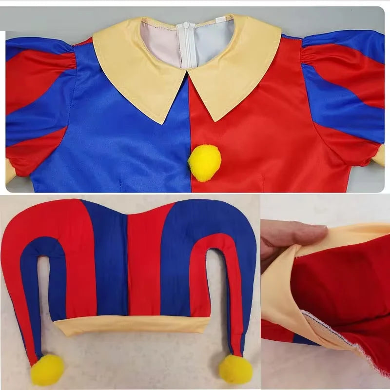 Virtual Circus-Inspired Jumpsuit Costume with Hat & Gloves
