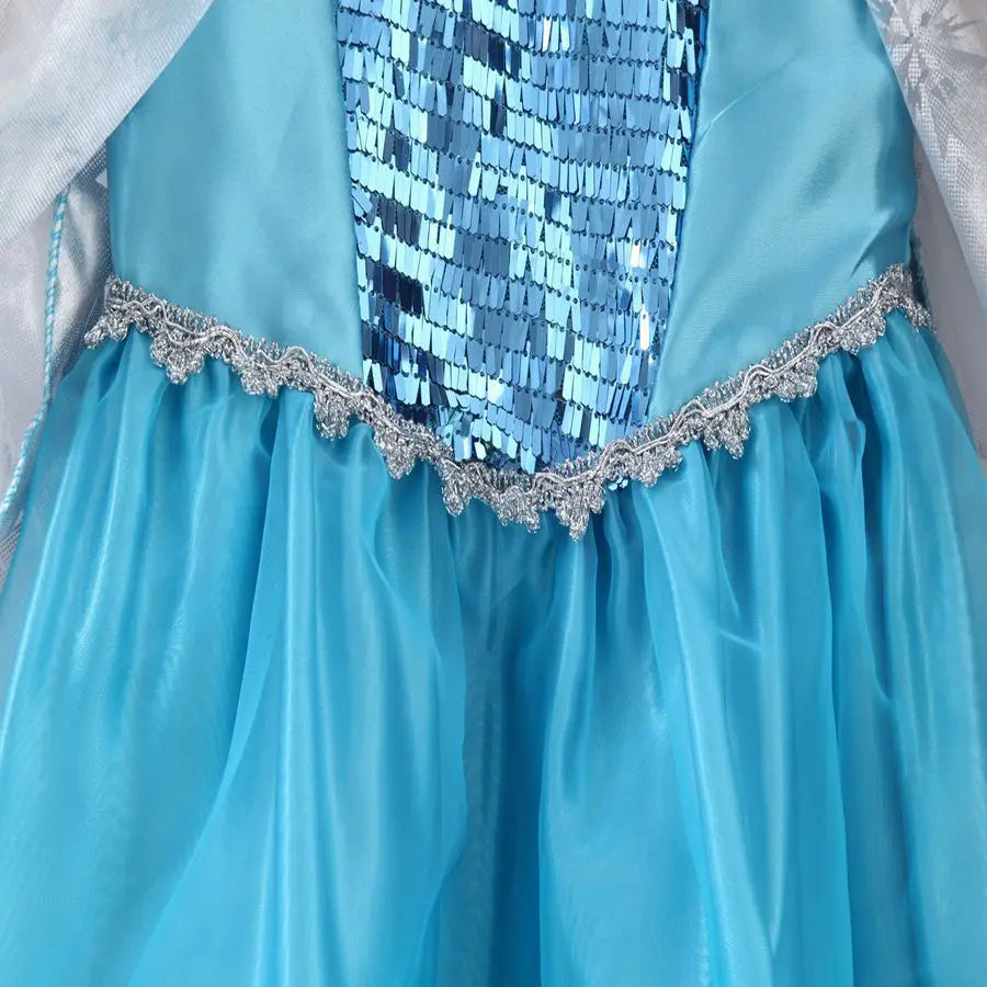 Girls Snow Princess Dress with Long Cloak for Costume Parties