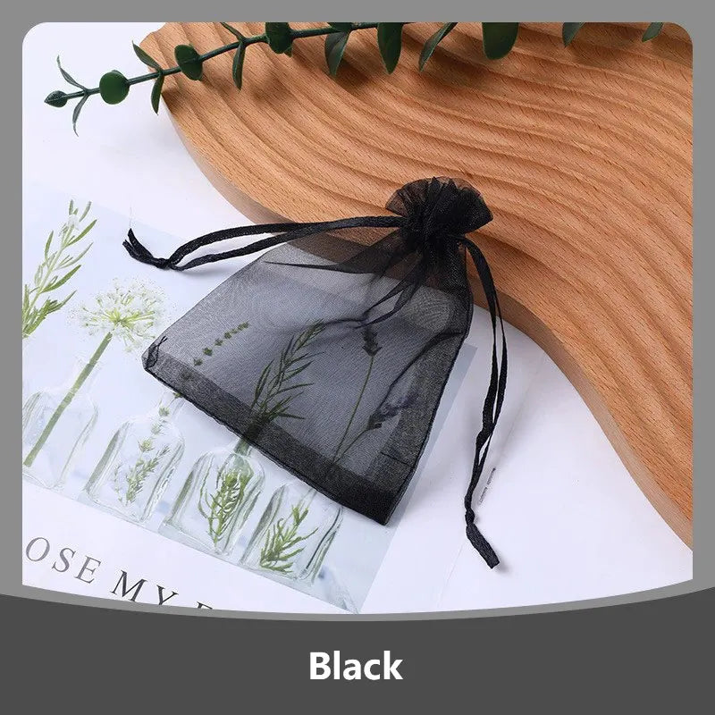 100PCS Drawable Organza Bags Supply Wedding Christmas Favor White Pouches Organza Gauze Sachet Gift Bags Drawstring