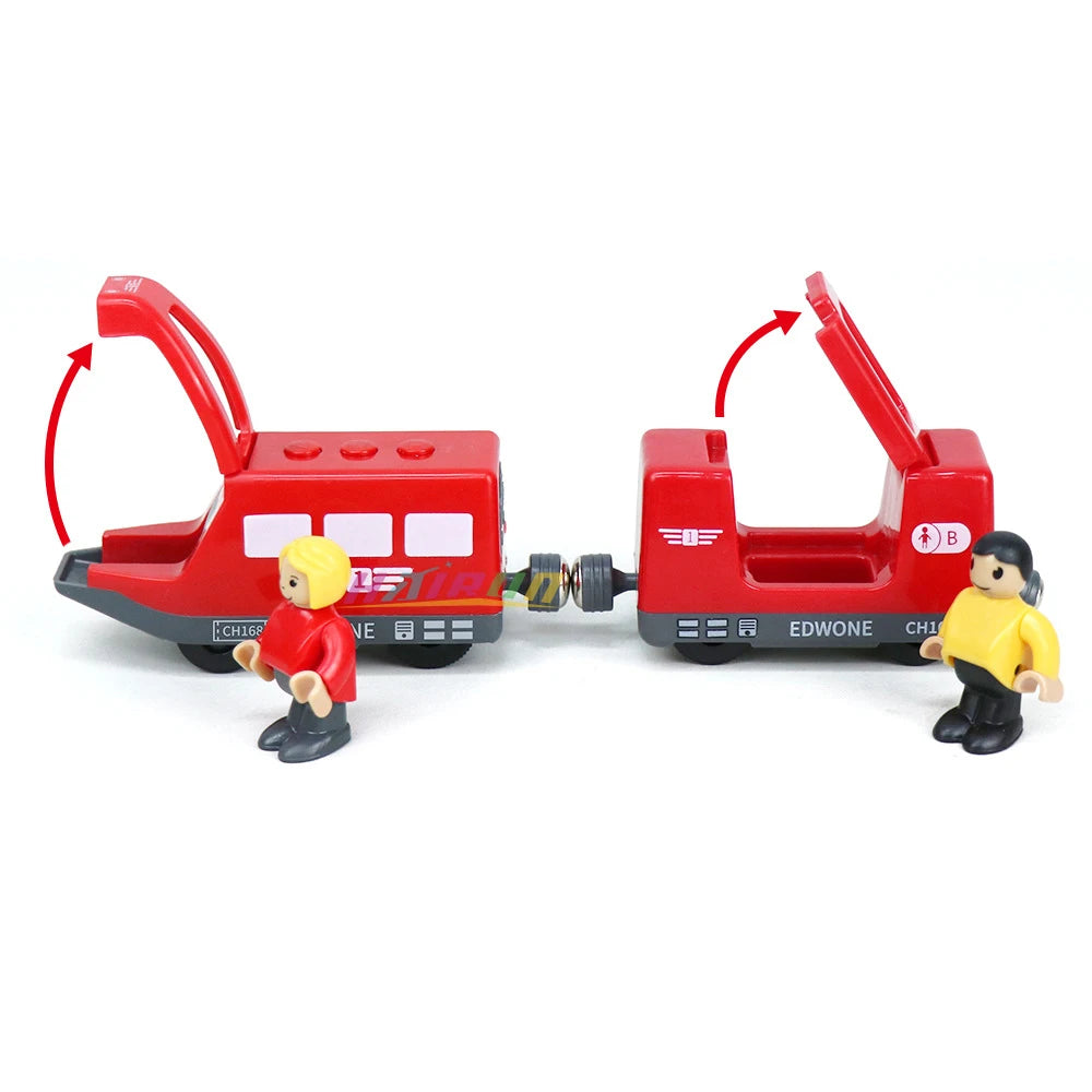 Magnetic Electric Train  with Little Doll Diecast Slot Toy Railway Wood Track Compatible Locomotive Electric Rail Train for Kid