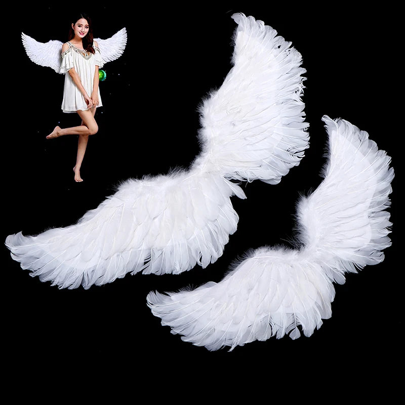 White Angel Wings Costume Set with Halo and Magic Wand