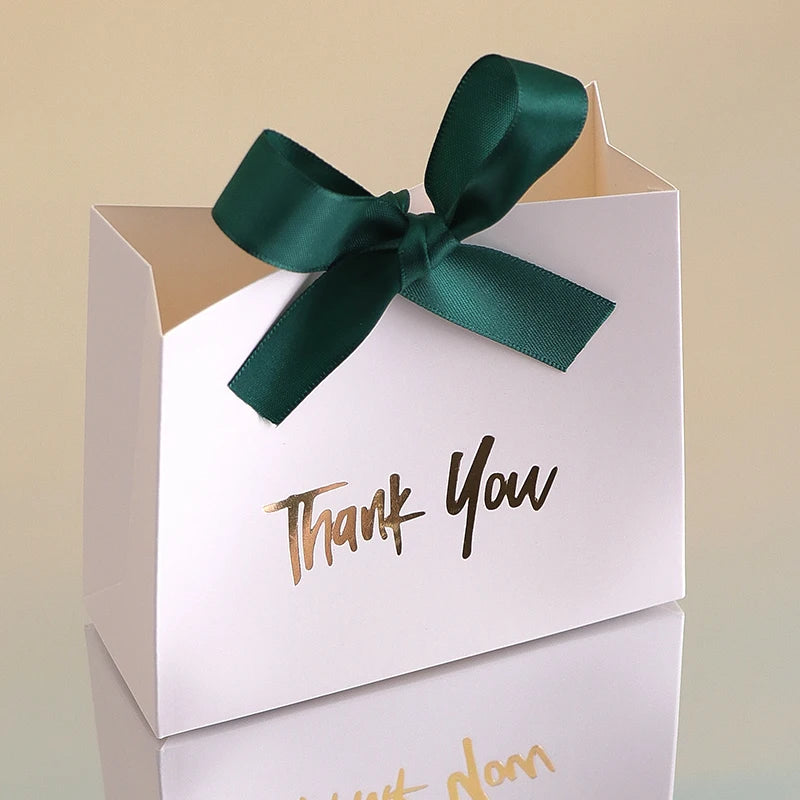 10 Mini Gift Boxes/Gift Bags with Gold Ribbon and Thank You Text Design, Available in Various Colors, Perfect for Wedding Favors, Mother's Day, Father's Day Party Gifts, and Small Gifts, as Well as Birthday, Gender Reveal, Gr