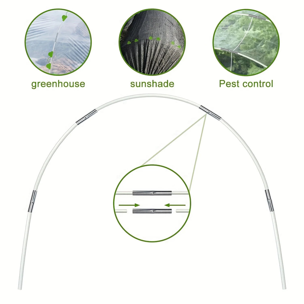 Greenhouse Hoops Suitable for DIY or Wider Plant Tunnels, Rust Resistant Fiberglass Poles, and Plant Supported Garden Stakes