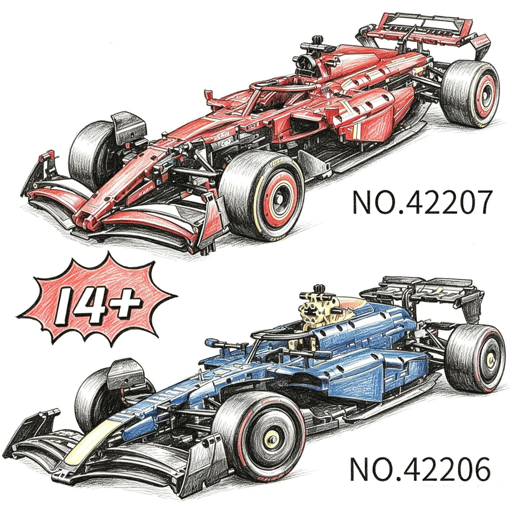 Technical 1361/1639PCS RB20 SF-24 1:8 Scale Racing Car Mechanical Group Kit MOC Collectible Assembly Car Model Birthday Gift Toy