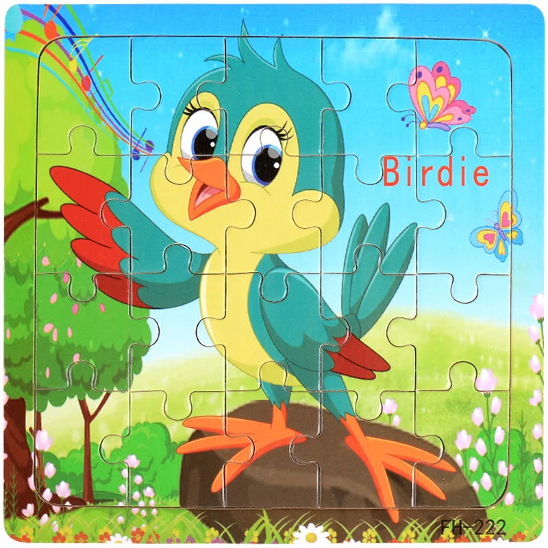 New 20 Piece Wooden 3d Puzzle Cartoon Animal Vehicle Jigsaw Puzzle Montessori Educational Toys For Kids 3-6 Years Old