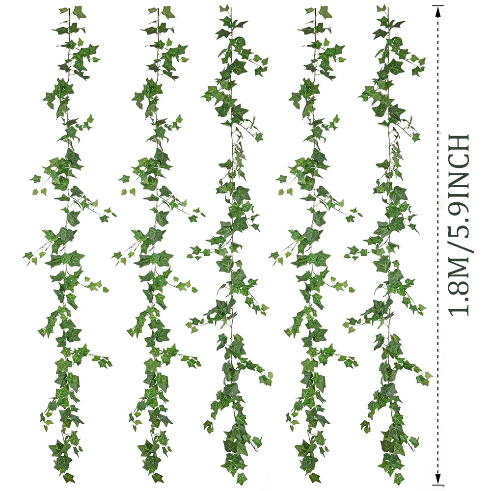 1/3/5pcs Artificial Vines Ivy Garland 1.8m Greenery Fake Ivy Hanging Plants for Home Wall Arch Wedding Room Indoor Outdoor Decor