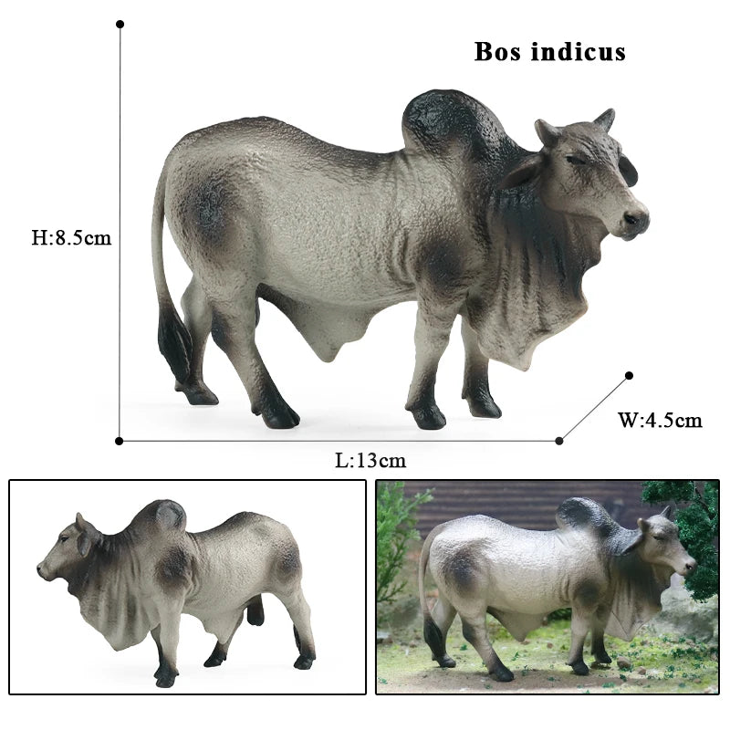 Oenux Farm Animals Bullfighting Cowboy Simulation Poultry Cattle Calf Bull OX Action Figures Collection Pvc Model Toy Kids Gift