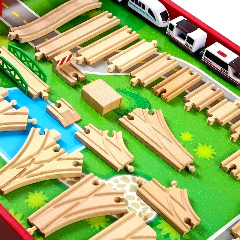 Wooden Train Track Racing Railway Toys All Kinds Wooden Track Accessories Fit for Biro Wood Tracks Toys for Children Gift