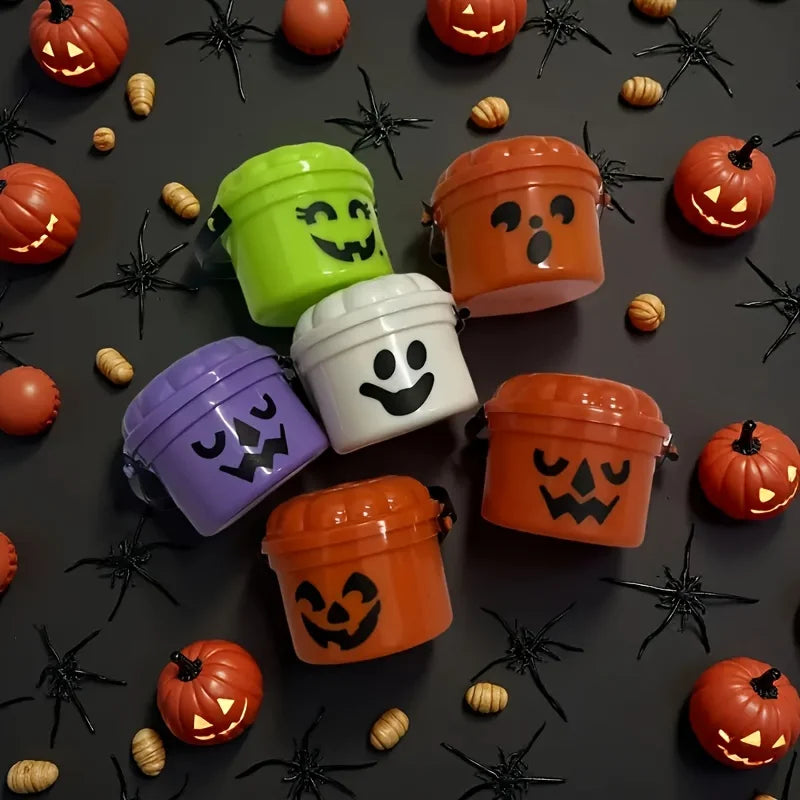 Cute Plastic Halloween Bucket With Trick Or Treat Slogan Durable Candy Pail Spooky Party Decor Trick-or-Treat Holiday Activities