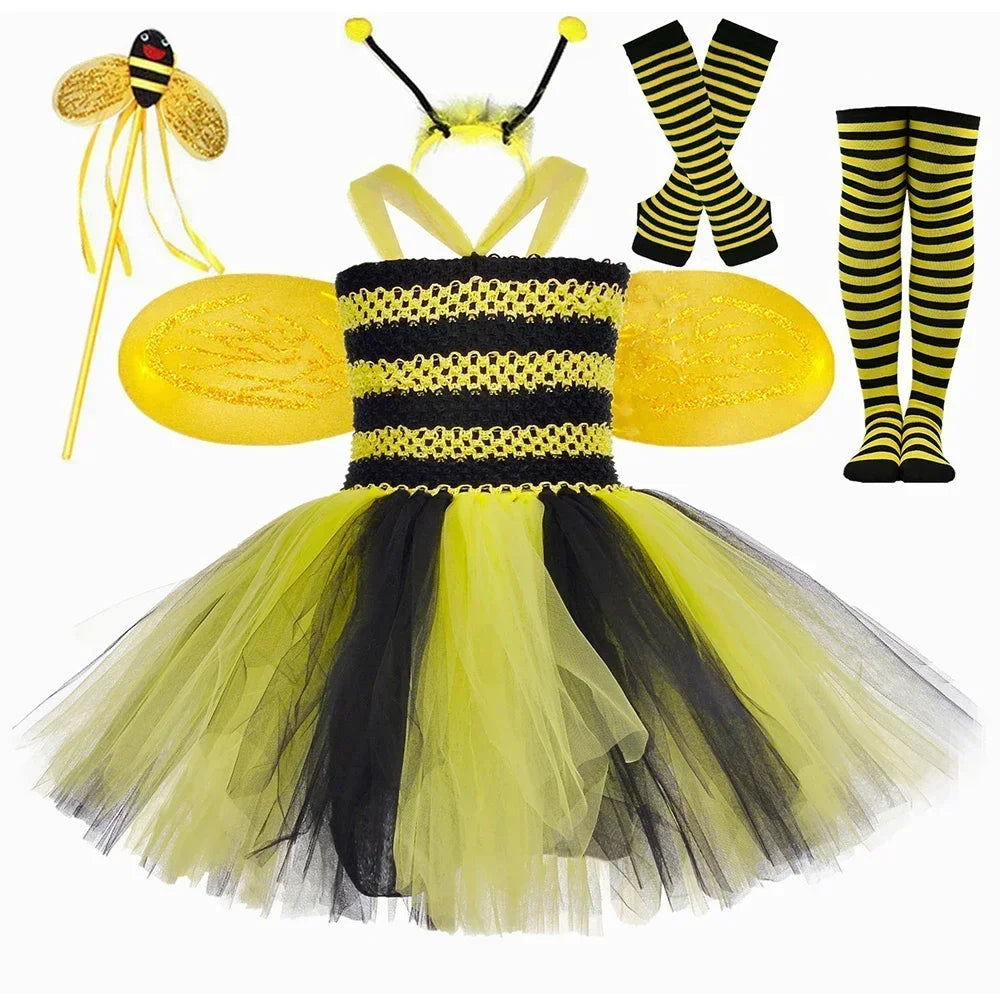 Girls Bumble Bee Tutu Dress Costume, Ages 1 to 12