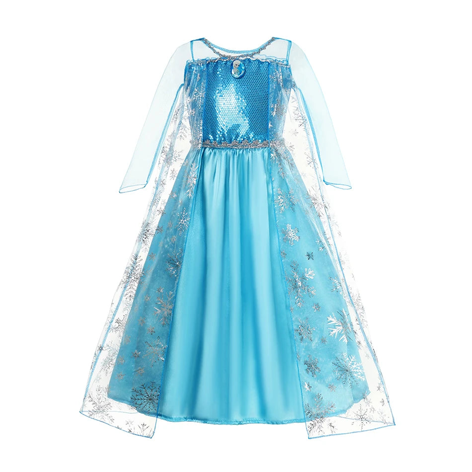 Girls Snow Queen Kids Costumes Girls Carnival Party Prom Gown Elsa Robe-Playing Children Clothing Princess Dress Birthday Dress