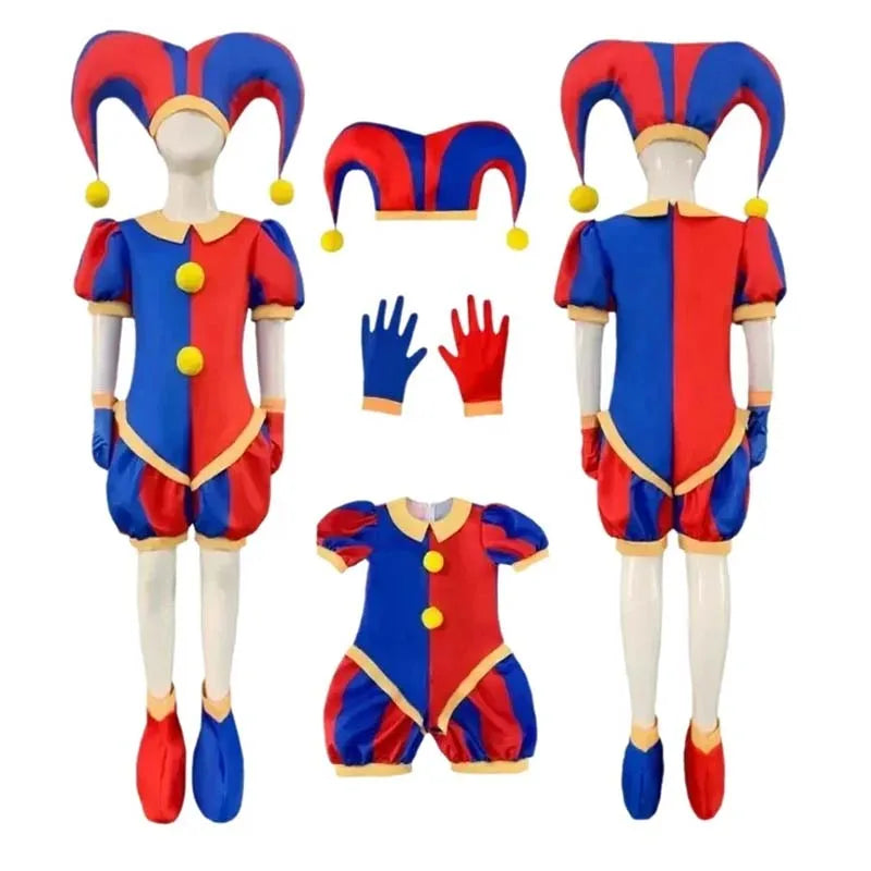 Virtual Circus-Inspired Jumpsuit Costume with Hat & Gloves