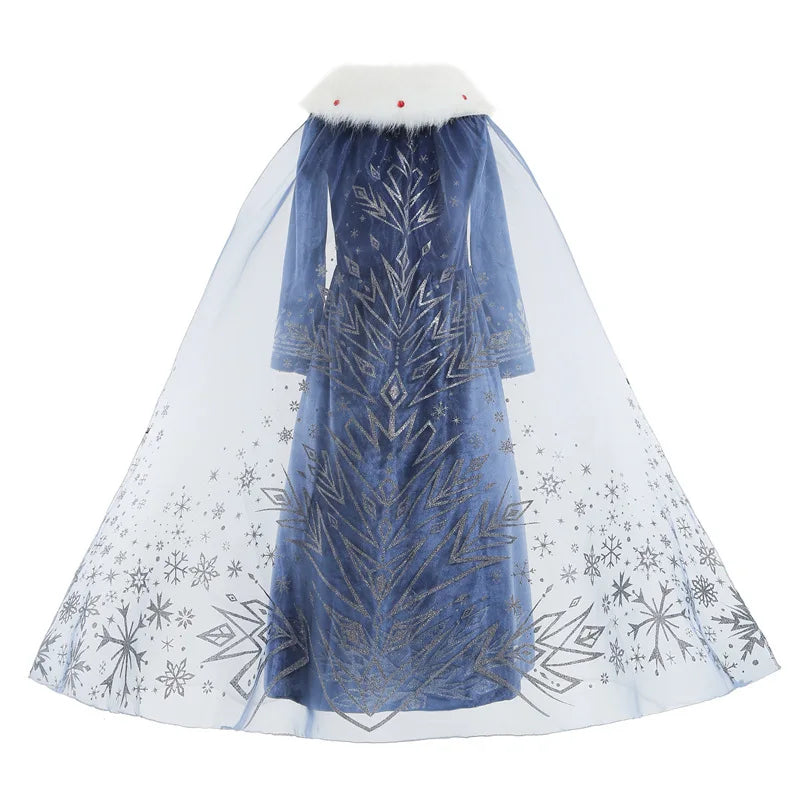 Girls Winter Snow Queen Princess Dress Costume Long Sleeve