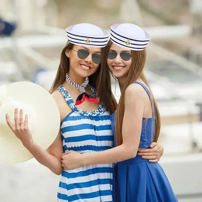 Yacht Captain Hat and Scarf Set for Men and Women