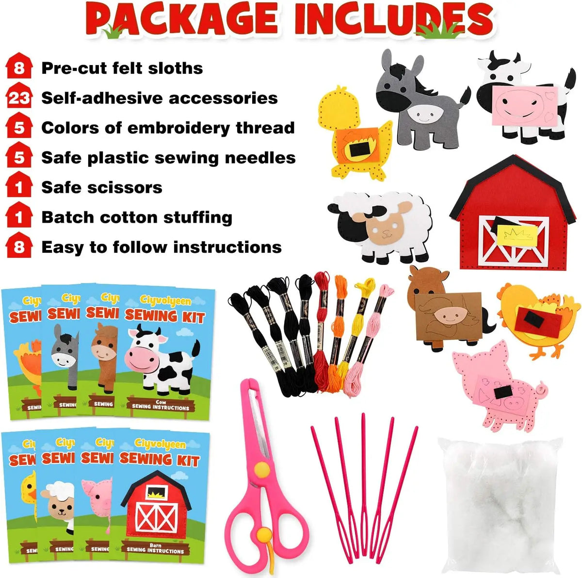 Christmas Sewing Kit Animal Sewing Craft Kit Farm Animal Toy DIY Crafting Sewing Set Educational Craft Set For Children Gifts