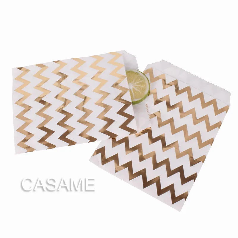 50pcs/ Lot treat candy bag high quality Party Favor Paper Bags Chevron Polka Dot Stripe Printed Paper craft Bags Bakery Bags