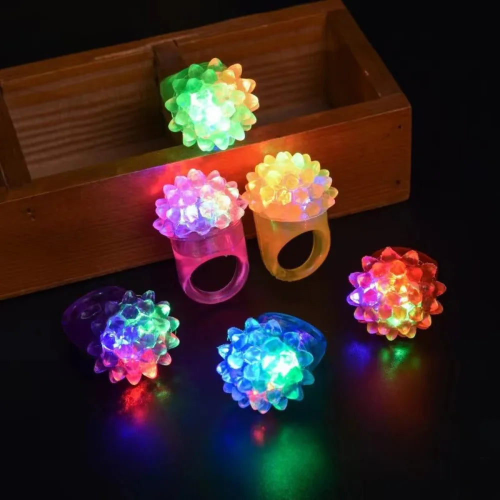 6/12/18Pcs LED Press Glow Strawberry Ring Birthday Party Prom Christmas Halloween Carnival Party Gift Decoration Children Reward