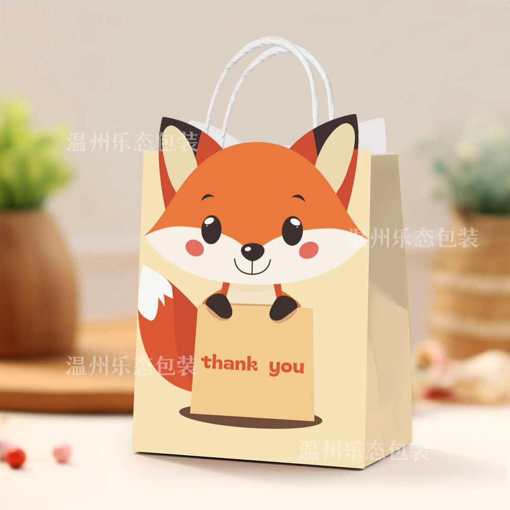 5/30/50pcs Cat Party Gift Bag Cute Kitten Candy Gift with Handle Paper Bag Baby Shower Kids Birthday Kitten Party Decor Supplies