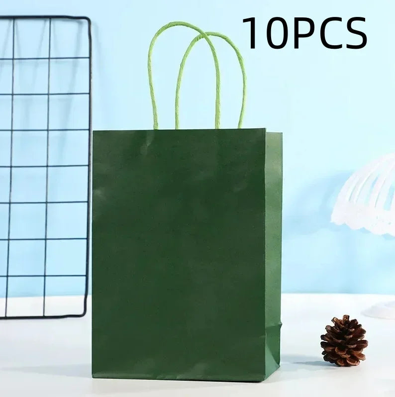 Candy Colorful Shopping Bags 10PCS Kraft Paper Gift Candy Bag Colored Hand-held Paper Bags Wedding Party Decoration Gift