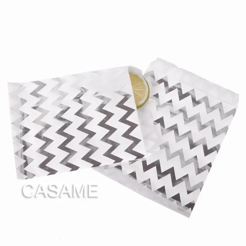 50pcs/ Lot treat candy bag high quality Party Favor Paper Bags Chevron Polka Dot Stripe Printed Paper craft Bags Bakery Bags
