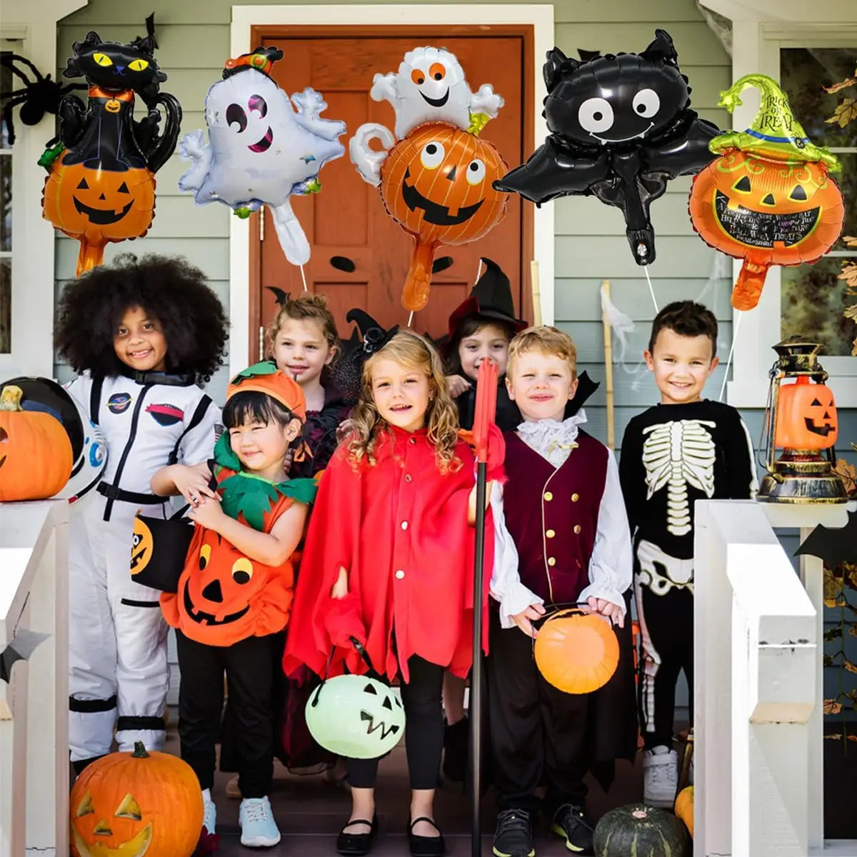 12pcs Halloween Mini Pumpkin Ghost Balloons Bat Spider Witch Monster Head Foil Balloon Globos Halloween Party Supplies