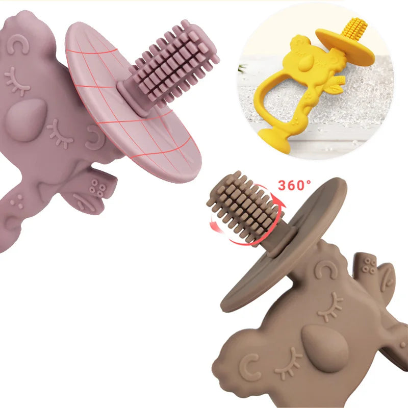 Animal Koala Safe Toddle Teether Chew Toy Teething Ring Infant Baby Silicone Training Toothbrush BPA Free Rodent Baby Accessorie