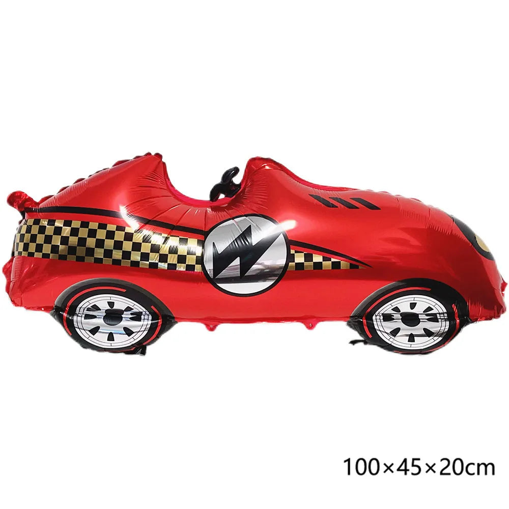 Racing Car Balloon Traffic Cone Balloon Tire Wheel Balloons Black White Checkered Race Car Theme Kids Birthday Party Decorations
