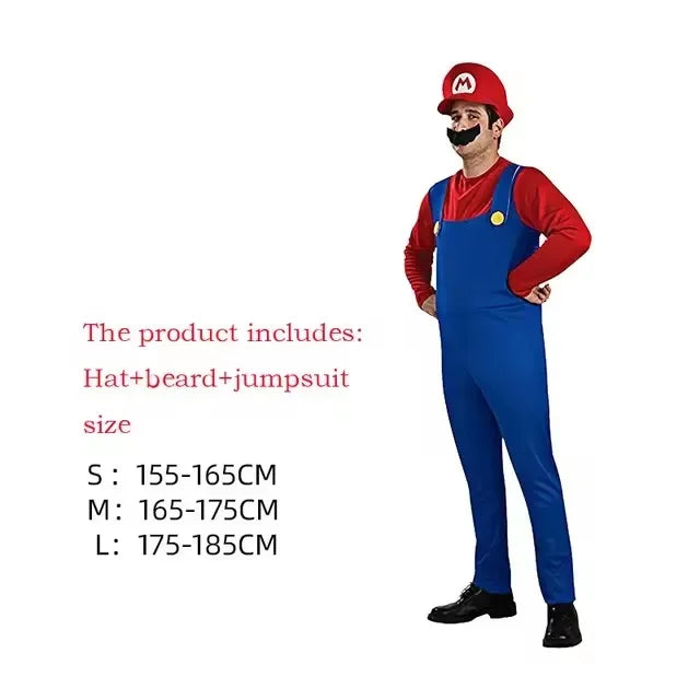 Adult Green Plumber Costume with Hat and Mustache
