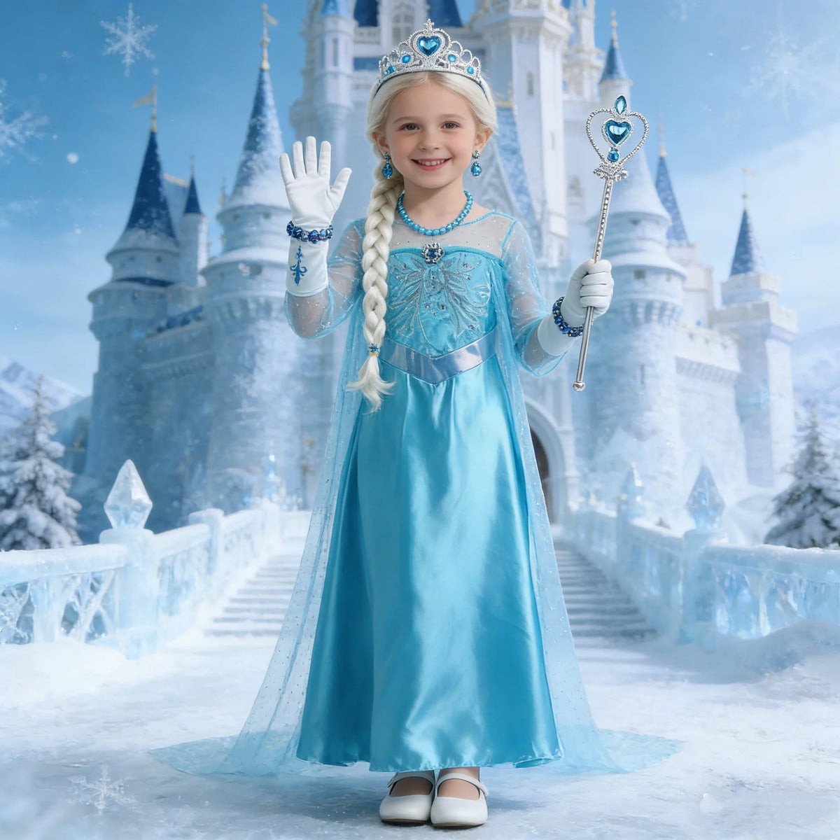 Girls Snow Queen Princess Dress Costume for Parties & Carnival