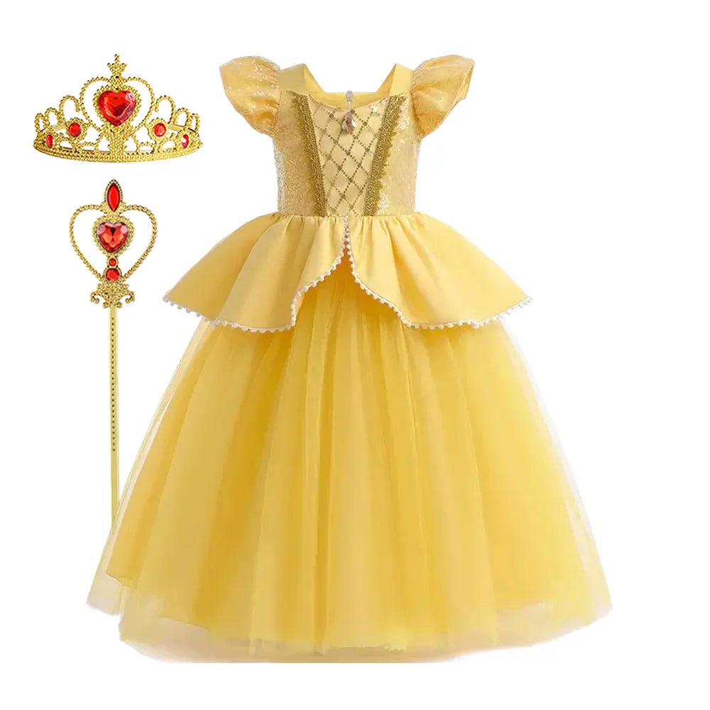 Girls Elegant Mesh Princess Ball Gown Costume Dress