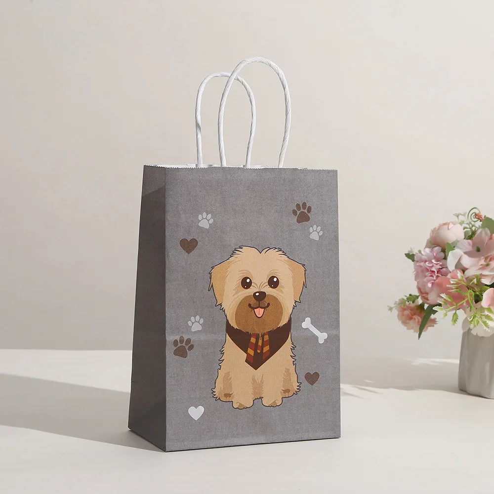 5/30/50pcs Cat Party Gift Bag Cute Kitten Candy Gift with Handle Paper Bag Baby Shower Kids Birthday Kitten Party Decor Supplies