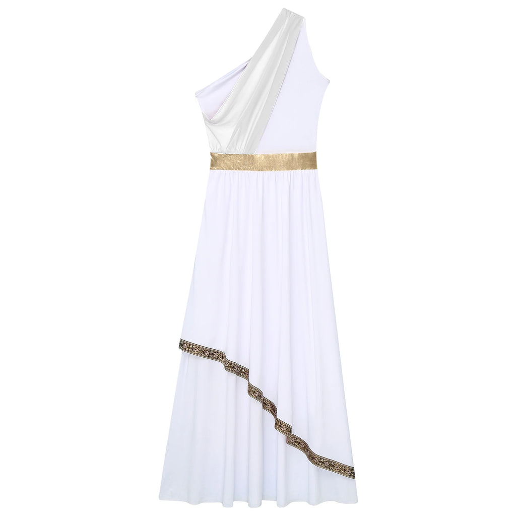Women's Greek Goddess Toga Costume Dress with Tulle and Chiffon