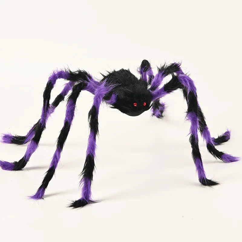 Halloween Black Giant Spider Scary Artificial Plush Spider Home Bar Haunted House Scene Ornaments Props Holiday Outdoor Decors