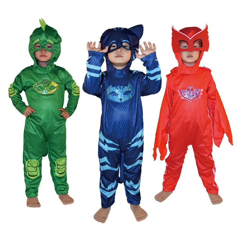Kids Cartoon Hero Jumpsuit Costume with Mask