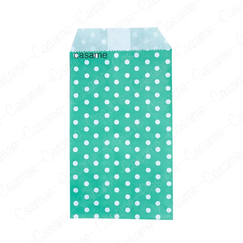 50pcs 15*10CM Wave Dot Kraft Paper Candy Biscuit Bags Packing Pouch Popcorn Bag Birthday Wrapping Supplies Pastry Tool