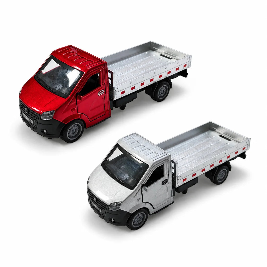 Bagged 1.34 Alloy Pull-Back Three-Door Mini Truck, Stylish Truck Design, Can Carry Goods, Pull-Back Model, Children's Toy.